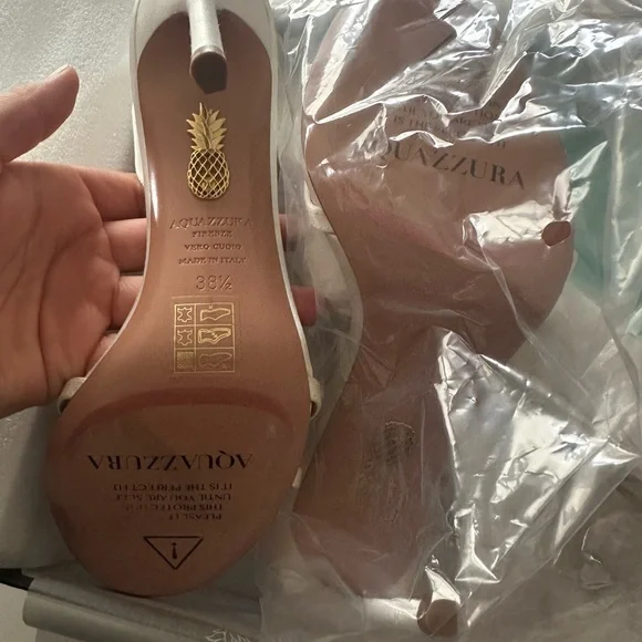 Aquazzura - White Satin Babe Sandal 105 - Picture 3 of 6